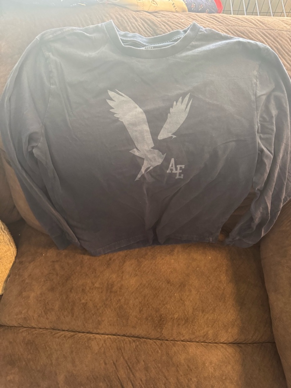 AE Navy Long Sleeve Tee with Eagle Logo